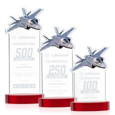 Top Gun Red on Alberton Base Unique Crystal Award - Crystal Awards