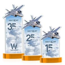 Top Gun Full Color Amber on Alberton Base Unique Crystal Award - Full Color Imprint