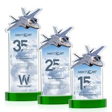 Top Gun Full Color Green on Alberton Base Unique Crystal Award - Crystal Awards