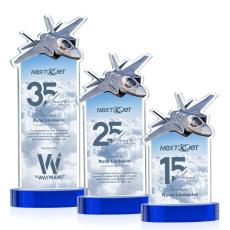 Top Gun Full Color Blue on Alberton Base Unique Crystal Award - Colored Crystal Awards