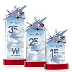 Top Gun Full Color Red on Alberton Base Unique Crystal Award - Full Color Imprint