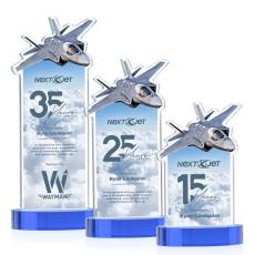 Top Gun Full Color Sky Blue on Alberton Base Unique Crystal Award - Full Color Imprint