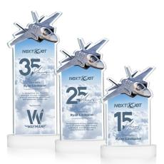 Top Gun Full Color White on Alberton Base Unique Crystal Award - Full Color Imprint