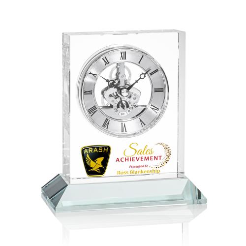 Corporate Gifts - Clocks - Ashland Full Color Clock on Base - Silver Dial
