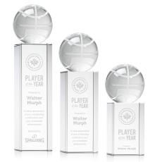 Basketball Globe on Dakota Base Crystal Award - Globe Awards