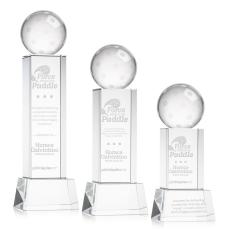 Pickleball Clear on Belcroft Base Globe Crystal Award - Globe Awards