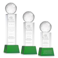 Pickleball Green on Belcroft Base Globe Crystal Award - Crystal Awards