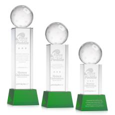 Pickleball Green on Belcroft Base Globe Crystal Award - Awards and Trophies