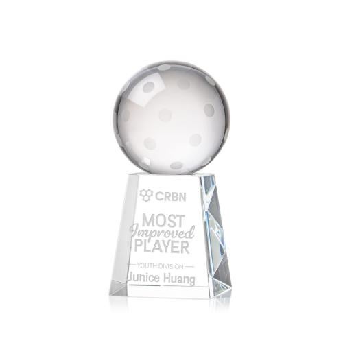 Awards and Trophies - Crystal Awards - Pickleball Globe on Celestina Base Crystal Award