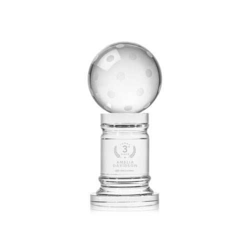Awards and Trophies - Crystal Awards - Pickleball Globe on Colverstone Base Crystal Award