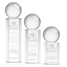 Pickleball Globe on Dakota Base Crystal Award - Crystal Awards