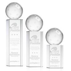 Pickleball Globe on Dakota Base Crystal Award - Awards and Trophies