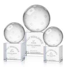 Pickleball Globe on Granby Base Crystal Award - Crystal Awards