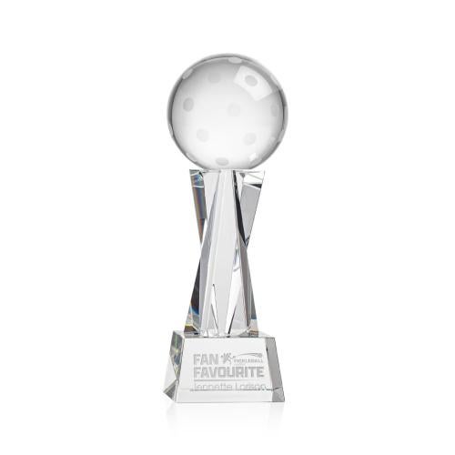 Awards and Trophies - Crystal Awards - Pickleball Clear on Grafton Base Globe Crystal Award