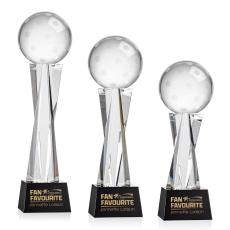 Pickleball Black on Grafton Base Globe Crystal Award - Globe Awards
