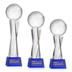 Pickleball Blue on Grafton Base Globe Crystal Award - Awards and Trophies