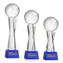 Pickleball Blue on Grafton Base Globe Crystal Award