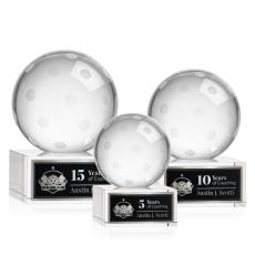 Pickleball Globe on Hancock Base Crystal Award - Awards and Trophies