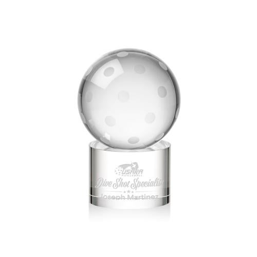Awards and Trophies - Crystal Awards - Pickleball Globe on Marvel Base Crystal Award