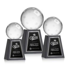 Pickleball Globe on Tall Marble Base Crystal Award - Crystal Awards