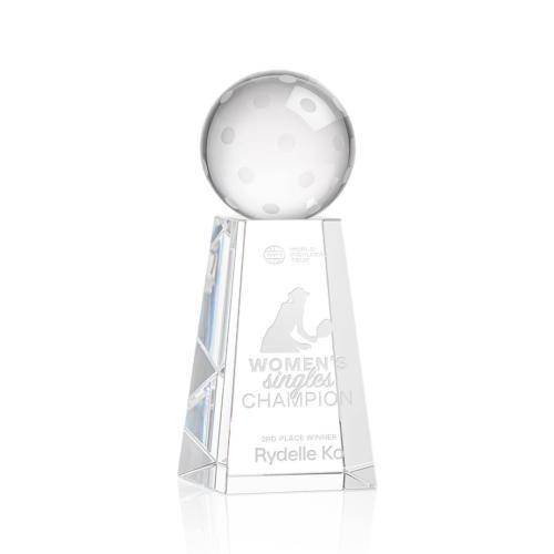 Awards and Trophies - Crystal Awards - Pickleball Globe on Novita Base Crystal Award