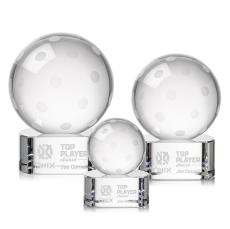 Pickleball Globe on Paragon Base Crystal Award - Crystal Awards