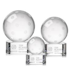Pickleball Globe on Paragon Base Crystal Award - Globe Awards