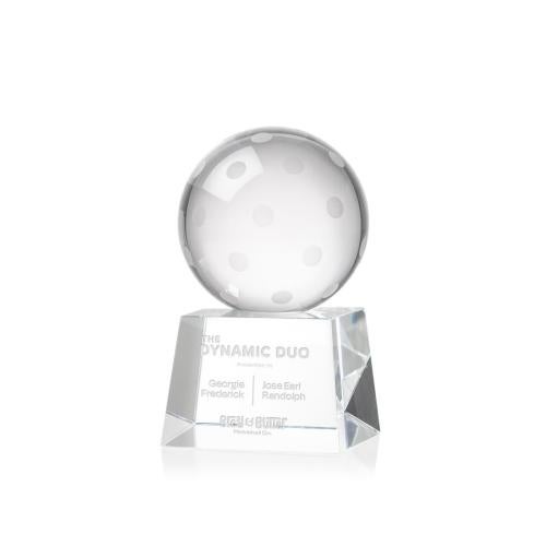 Awards and Trophies - Crystal Awards - Pickleball Globe on Robson Base Crystal Award