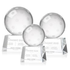 Pickleball Globe on Robson Base Crystal Award - Crystal Awards