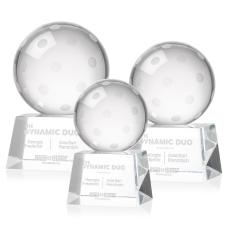 Pickleball Globe on Robson Base Crystal Award - Globe Awards