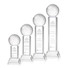Pickleball Clear on Stowe Base Globe Crystal Award - Globe Awards