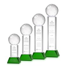Pickleball Green on Stowe Base Globe Crystal Award - Colored Crystal Awards