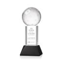 Pickleball Black on Stowe Base Globe Crystal Award