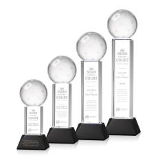 Pickleball Black on Stowe Base Globe Crystal Award - Globe Awards