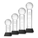 Pickleball Black on Stowe Base Globe Crystal Award