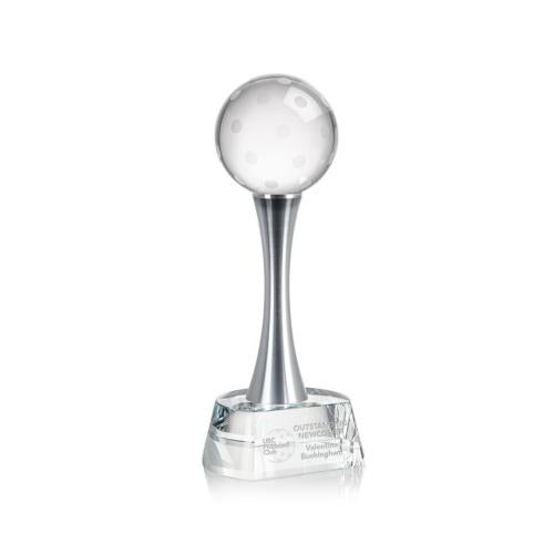 Awards and Trophies - Crystal Awards - Pickleball Globe on Willshire Base Crystal Award