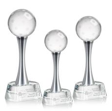 Pickleball Globe on Willshire Base Crystal Award - Crystal Awards