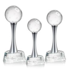 Pickleball Globe on Willshire Base Crystal Award - Globe Awards