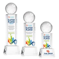 Pickleball Full Color Clear on Belcroft Base Globe Crystal Award - Awards and Trophies