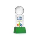 Pickleball Full Color Green on Belcroft Base Globe Crystal Award