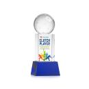 Pickleball Full Color Blue on Belcroft Base Globe Crystal Award