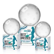 Pickleball Full Color Globe on Granby Base Crystal Award - Full Color Imprint