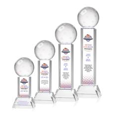 Pickleball Full Color Clear on Stowe Base Globe Crystal Award - Crystal Awards