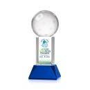 Pickleball Full Color Blue on Stowe Base Globe Crystal Award