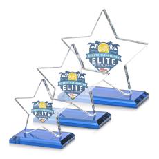 Employee Gifts - Sudbury Full Color Sky Blue Star Crystal Award
