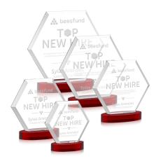 Barnett Red on Alberton Base Polygon Crystal Award - Colored Crystal Awards