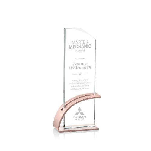 Awards and Trophies - Crystal Awards - Barton Rose Gold Rectangle Crystal Award