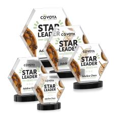 Barnett  Full Color Black on Alberton Base Polygon Crystal Award - Crystal Awards