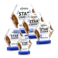 Barnett Full Color Blue on Alberton Base Polygon Crystal Award - Colored Crystal Awards