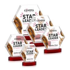 Barnett Full Color Red on Alberton Base Polygon Crystal Award - Full Color Imprint